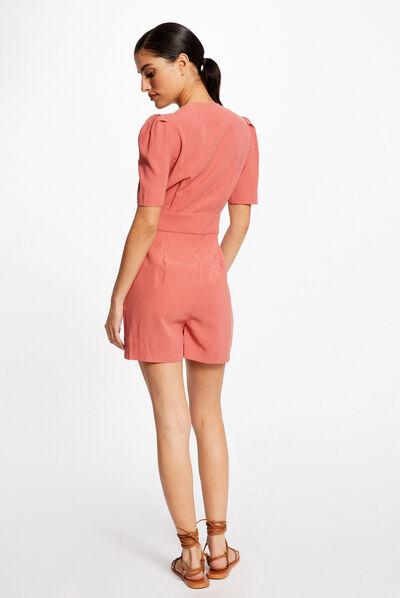 Fitted belted playsuit rust ladies'