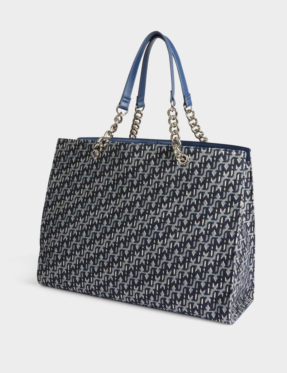 Shopper bag monogram print stone wash denim women