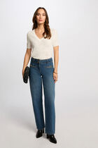 Short-sleeved openwork jumper white women