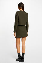 Straight buttoned jacket with round neck dark green women