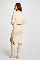 Fitted 2 in 1 knitted dress ivory women
