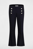 Flare trousers with buttons navy women