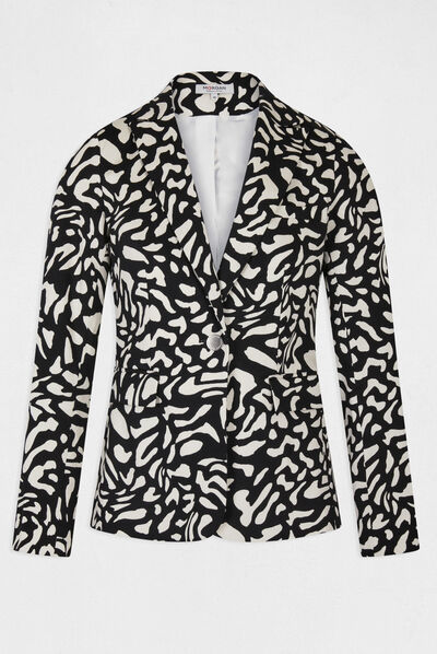 Waisted jacket with abstract print multico ladies'