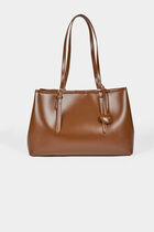 Faux leather tote bag brown women