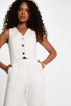 Wide-leg jumpsuit with V-neck white women