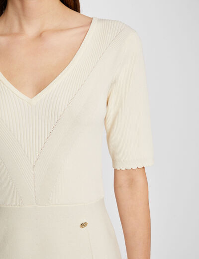 A-line short knitted dress ivory ladies'