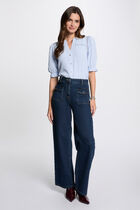 3/4-length sleeved blouse sky blue women