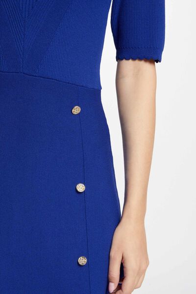 A-line short knitted dress electric blue ladies'