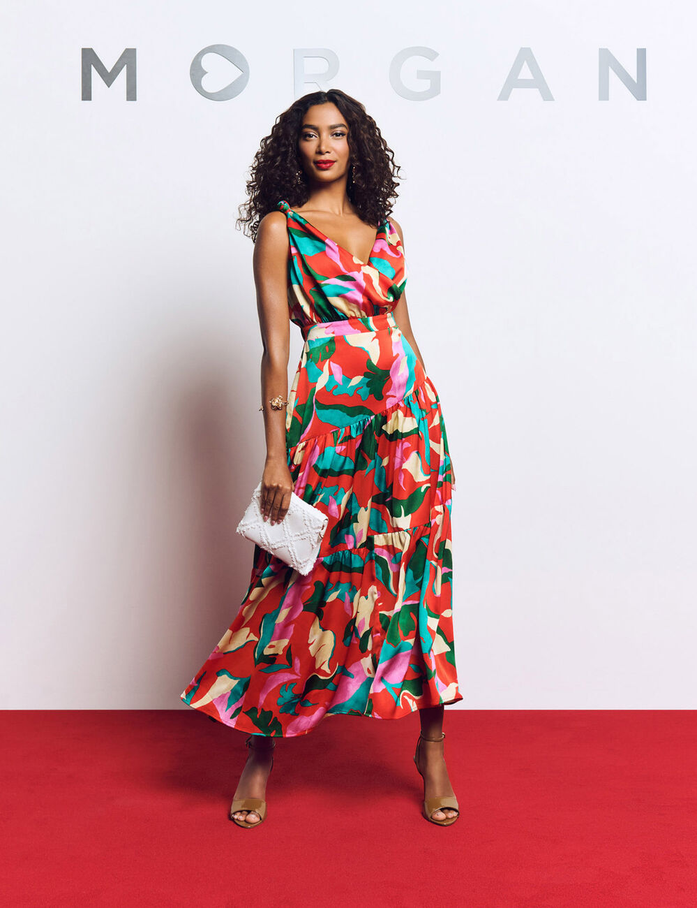 Printed maxi straight dress multicolor women