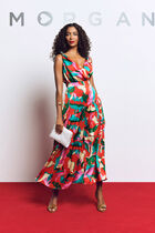 Printed maxi straight dress multicolor women