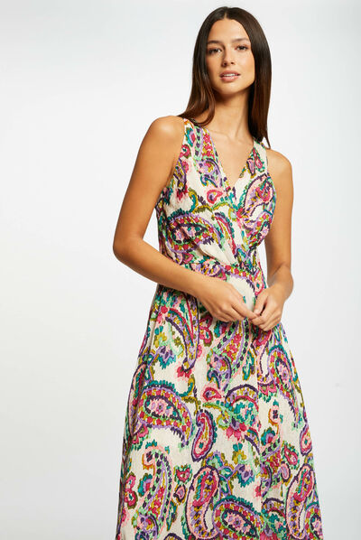 Maxi A-line dress with abstract print multico ladies'
