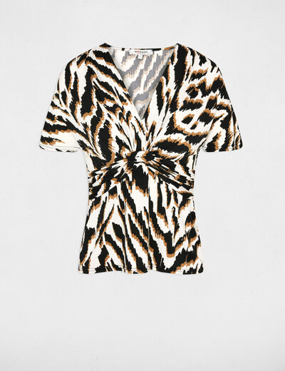 Fitted v-neck t-shirt multicolor women