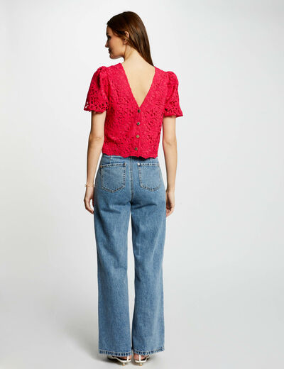 Buttoned lace top raspberry ladies'