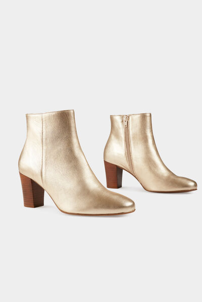 Leather metallised boots gold ladies'