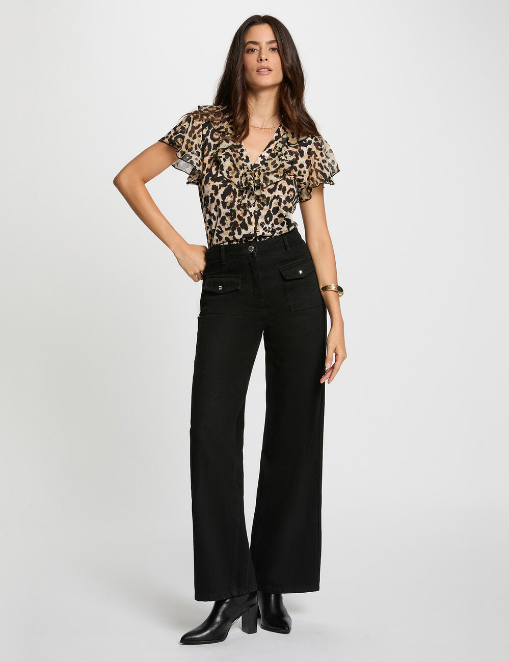 V-neck voile t-shirt multicolor women