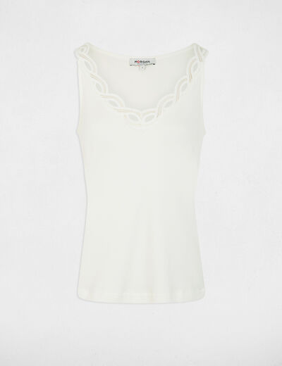 Fitted v-neck tank top white women