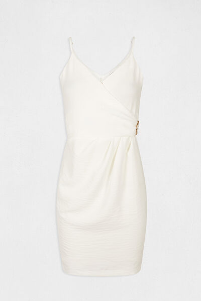 Fitted dress with draped effect ecru ladies'