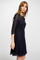 Mini skater lace dress navy blue women