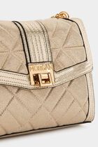 Quilted and metallised flap bag gold yellow women