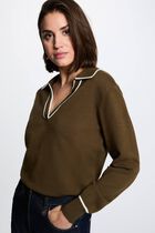 Polo neck jumper khaki green women
