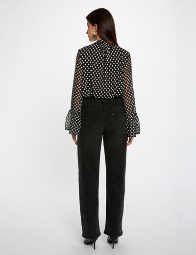 T-shirt with lavallière collar black women