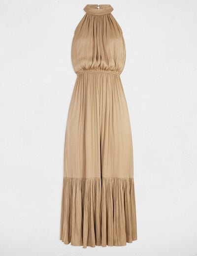 Maxi loose A-line dress beige women