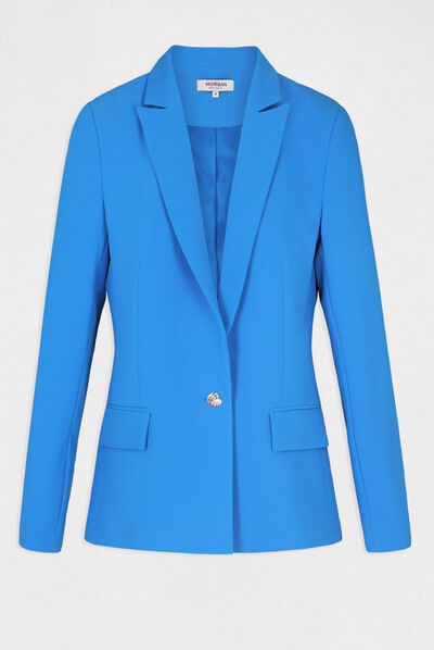 Straight buttoned blazer blue ladies'