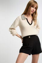 Fitted shorts with buttons black women