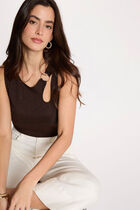 Sleeveless vest top dark brown women
