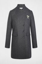 Fitted boucle coat dark grey women