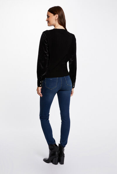 Long-sleeved jumper with high collar black ladies'