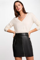 Faux leather mini skirt black women