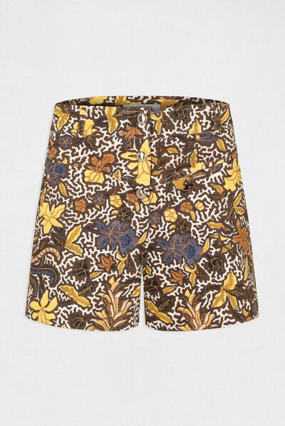Fitted shorts with vegetal print multico ladies'