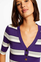 Short-sleeved jumper with stripes purple women