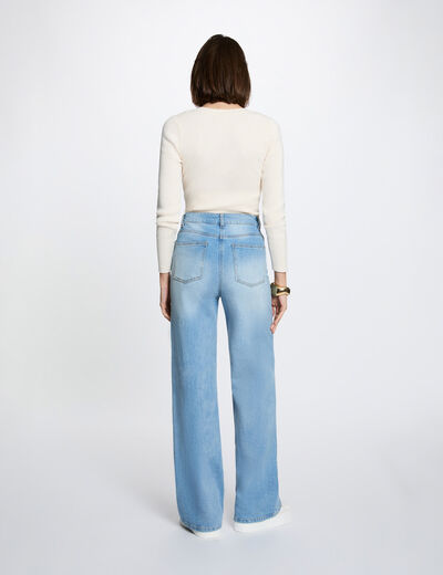 Fitted V-neck sweater ivory women