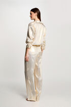 Metallised wide leg trousers gold yellow women