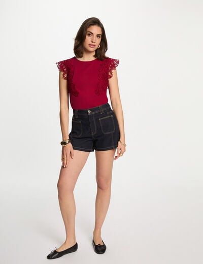 Short-sleeved t-shirt dark red women