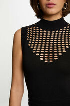 Robe tricot longue ajustée noir femme