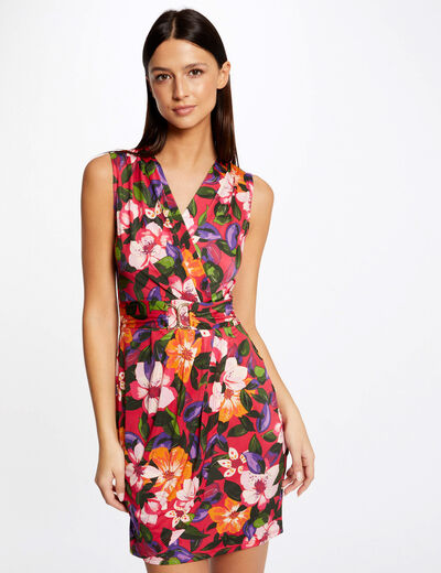 Draped fitted dress with floral print multico ladies'