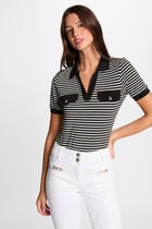 Striped short-sleeved t-shirt black women