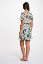 Robe courte col v multicolore femme