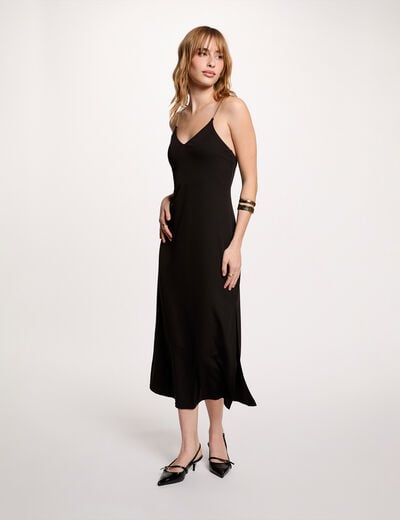 Mid-length dress with chain straps black women