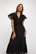 Long dress with embroidery black women