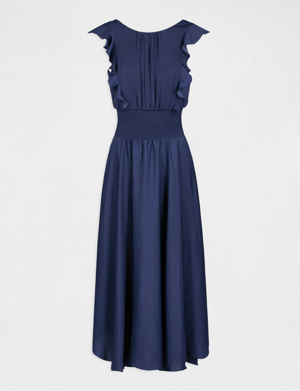 Maxi A-line dress with smocked waist indigo women