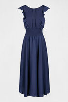 Maxi A-line dress with smocked waist indigo women