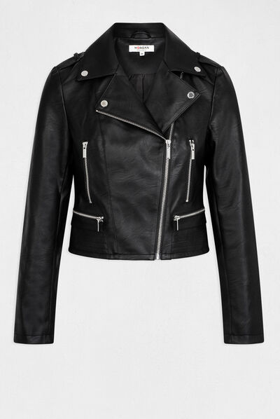 Straight jacket notched lapel collar black ladies'