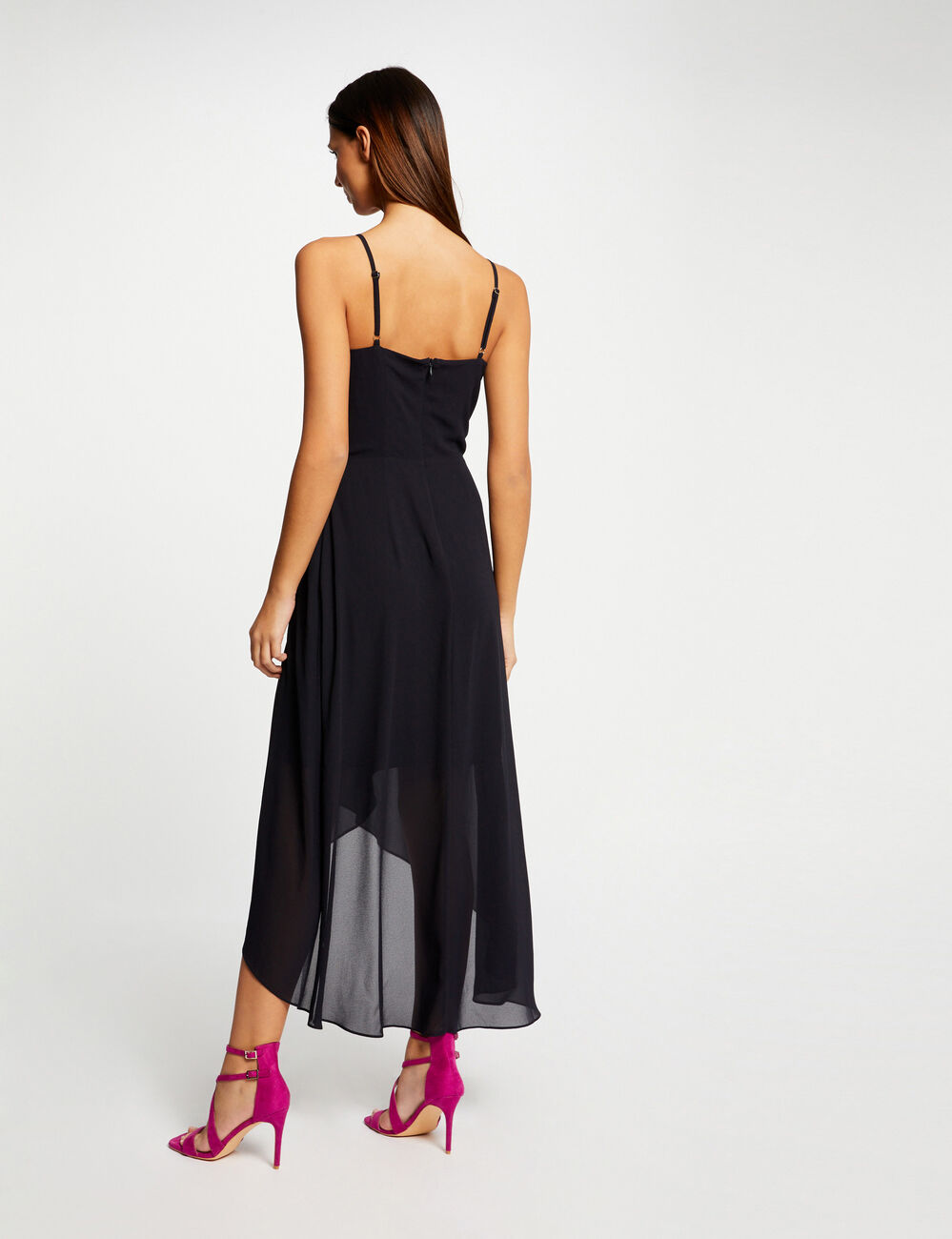 Midi dress with thin straps navy women