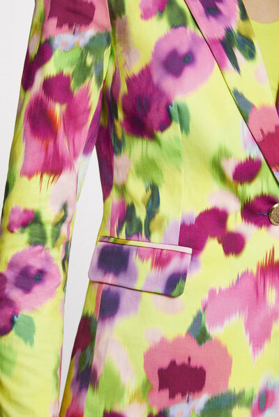 Waisted satin jacket abstract print multico ladies'