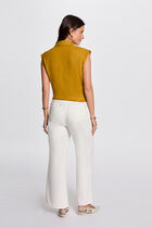 Blouse sans manches jaune moutarde femme