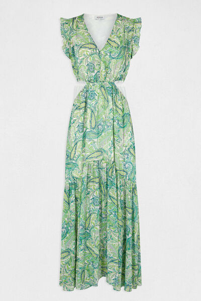 Maxi A-line dress paisley print multico ladies'